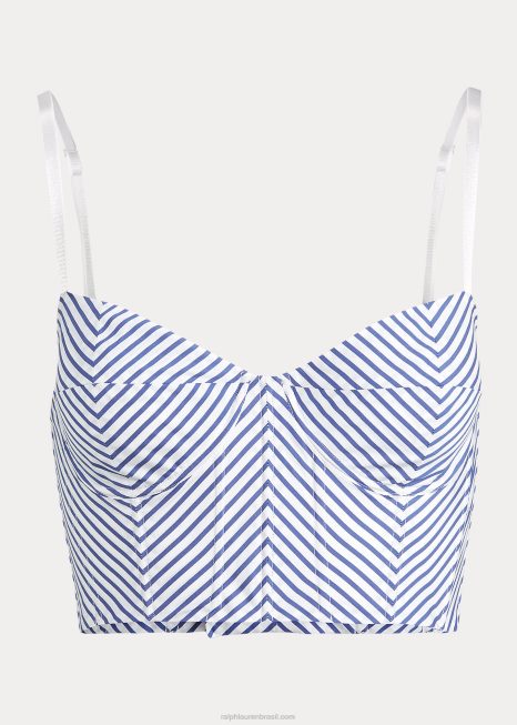 top cropped listrado de algodão BD6J3004 mulheres Ralph Lauren