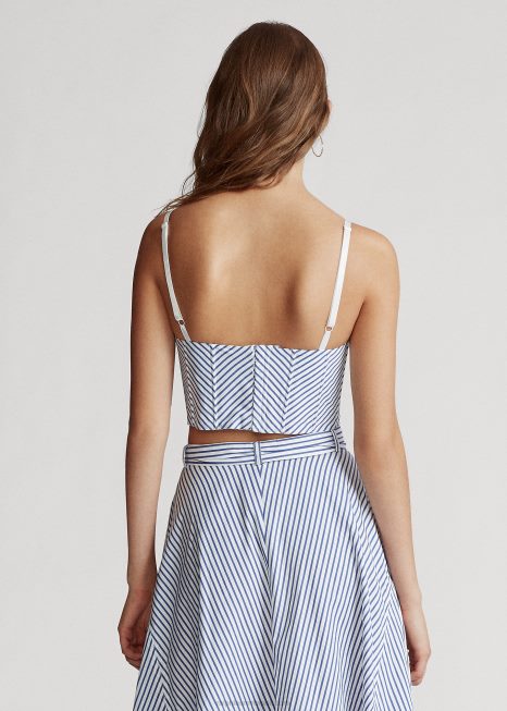 top cropped listrado de algodão BD6J3004 mulheres Ralph Lauren