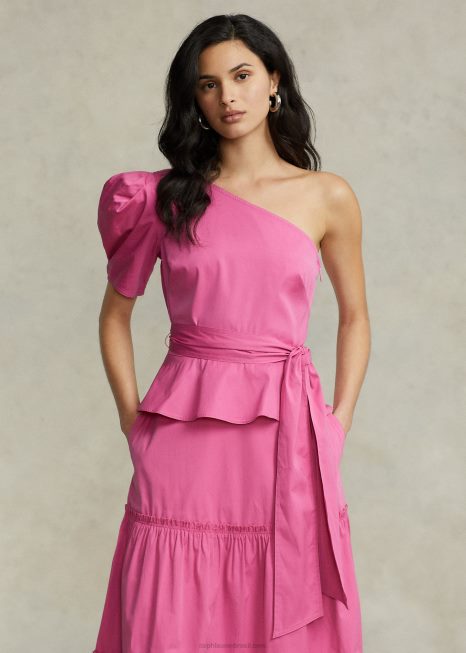 top de algodão ombro único com cinto BD6J2995 mulheres Ralph Lauren fuschia quente