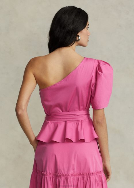 top de algodão ombro único com cinto BD6J2995 mulheres Ralph Lauren fuschia quente