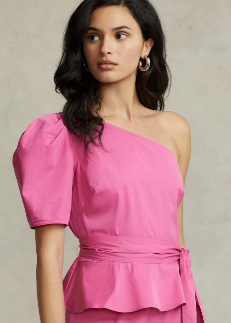 top de algodão ombro único com cinto BD6J2995 mulheres Ralph Lauren fuschia quente
