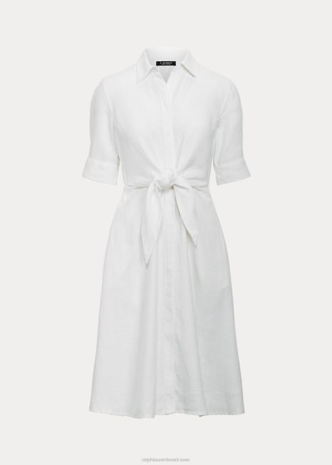 camisa de linho BD6J4074 mulheres Ralph Lauren branco