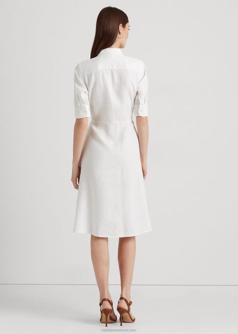 camisa de linho BD6J4074 mulheres Ralph Lauren branco