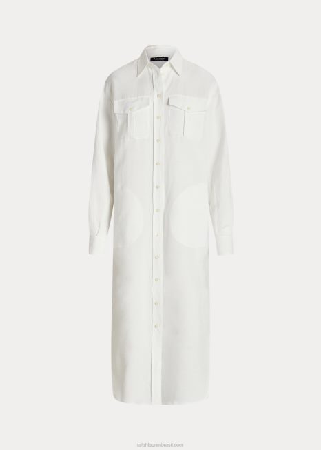 camisa de linho BD6J4360 mulheres Ralph Lauren branco