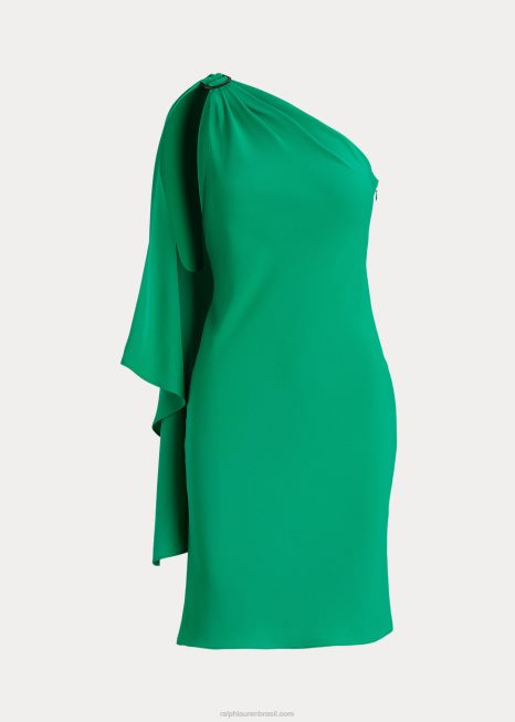 georgette vestido de festa ombro único BD6J3901 mulheres Ralph Lauren folha de palmeira