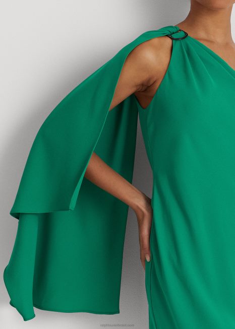 georgette vestido de festa ombro único BD6J3901 mulheres Ralph Lauren folha de palmeira