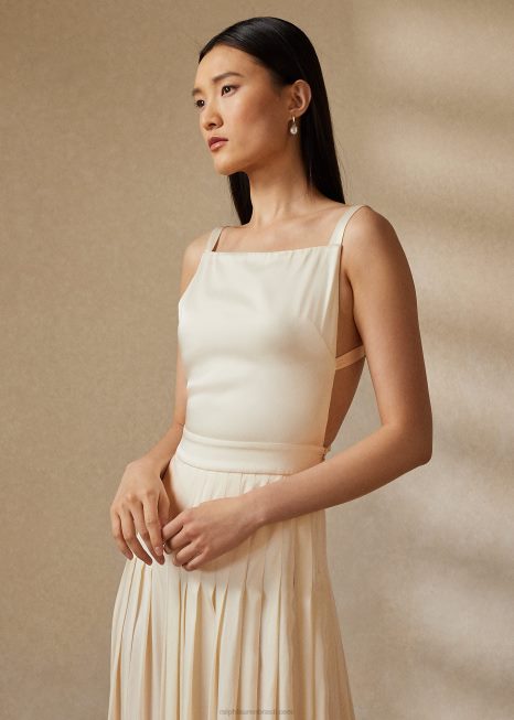 talbert vestido de noite crepe-back-cetim BD6J3543 mulheres Ralph Lauren creme de luxo