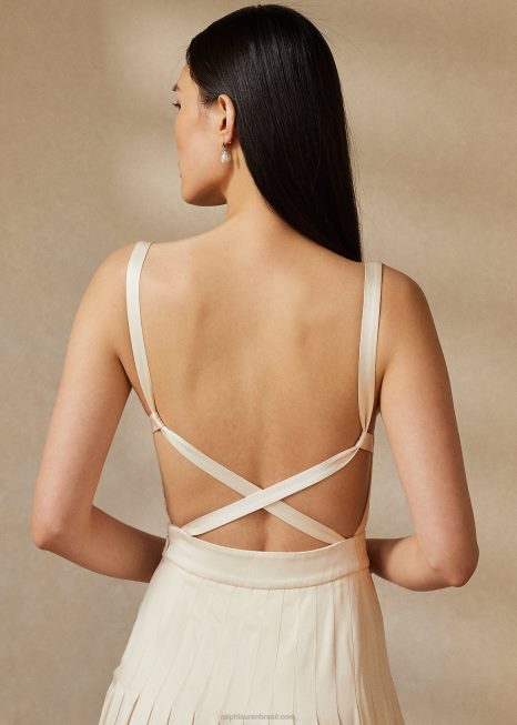 talbert vestido de noite crepe-back-cetim BD6J3543 mulheres Ralph Lauren creme de luxo