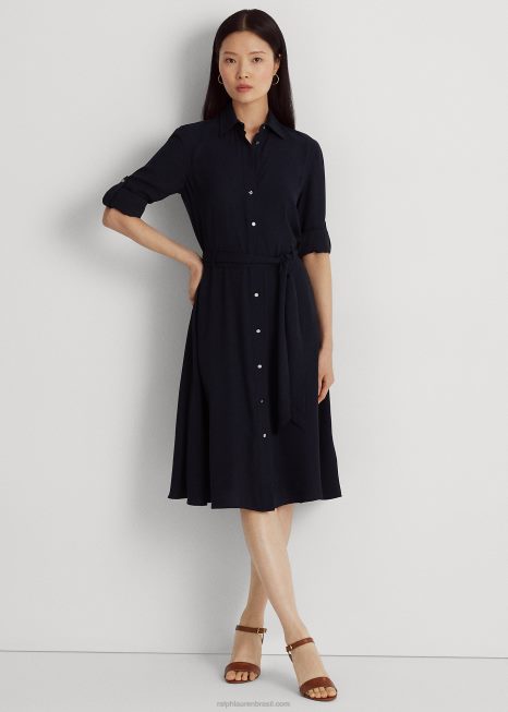 vestido de camisa fit-and-flare BD6J3795 mulheres Ralph Lauren marinha