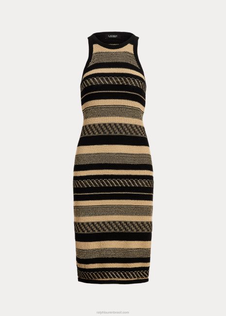 vestido de camisola sem mangas listrado BD6J4852 mulheres Ralph Lauren preto/castanho
