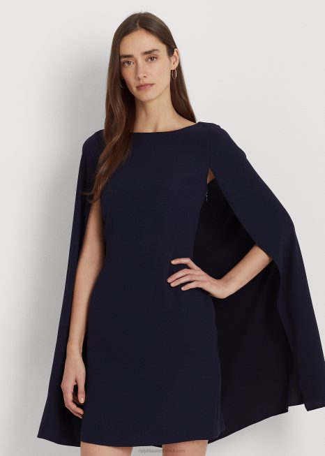 vestido de coquetel capa georgette BD6J3791 mulheres Ralph Lauren farol marinha