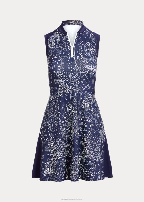 vestido de jérsei com estampa de bandana BD6J3108 mulheres Ralph Lauren retalhos de bandana marinho