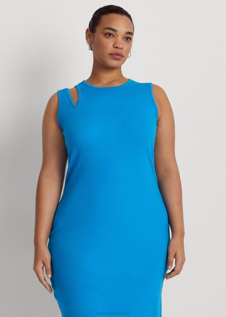 vestido midi sem mangas em malha de algodão BD6J4552 mulheres Ralph Lauren oceano em chamas