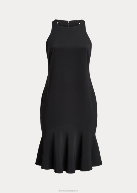 vestido sem mangas em crepe dupla face BD6J4782 mulheres Ralph Lauren preto