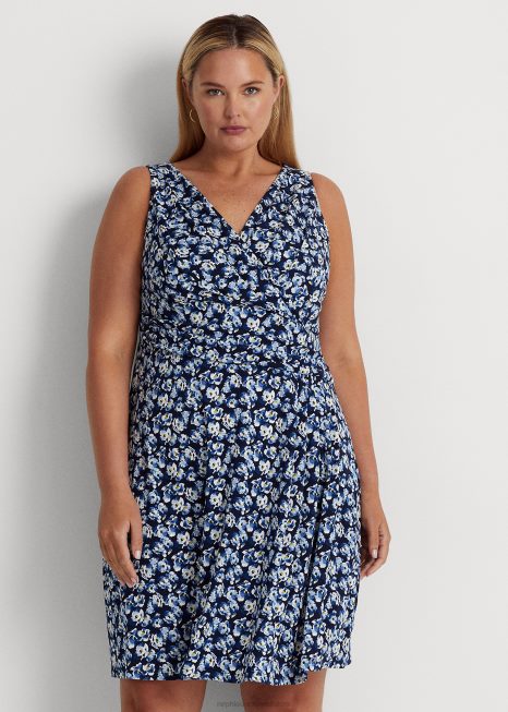 vestido sem mangas em jérsei floral BD6J4688 mulheres Ralph Lauren multi azul
