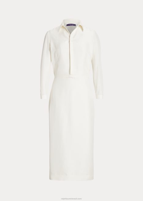 vestido shantung de seda knowles BD6J3540 mulheres Ralph Lauren off white