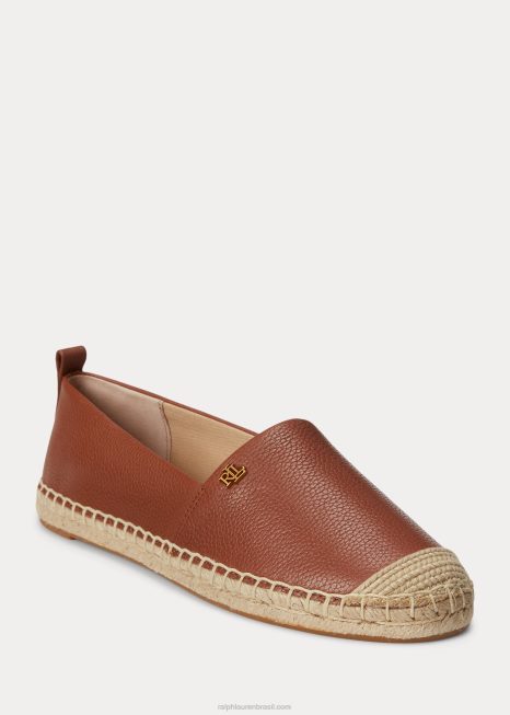 alpargata cameryn iv em couro BD6J5054 mulheres Ralph Lauren bronzeado profundo