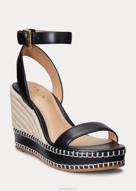 alpargata hilarie couro BD6J5037 mulheres Ralph Lauren preto