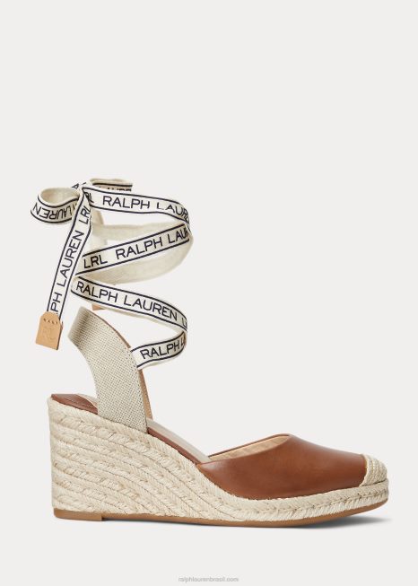espadrille de couro paislee BD6J5043 mulheres Ralph Lauren bronzeado profundo