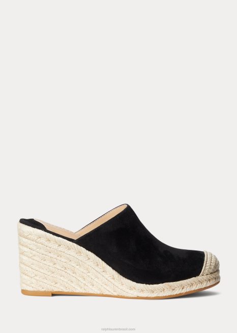 pennie camurça espadrille BD6J5048 mulheres Ralph Lauren preto