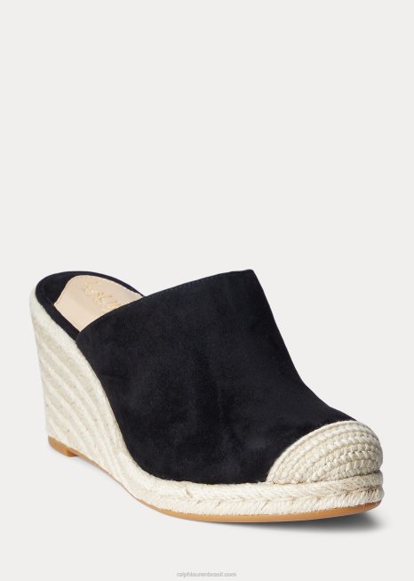 pennie camurça espadrille BD6J5048 mulheres Ralph Lauren preto