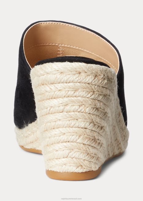 pennie camurça espadrille BD6J5048 mulheres Ralph Lauren preto