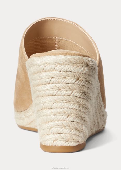 pennie camurça espadrille BD6J5049 mulheres Ralph Lauren camelo