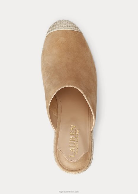 pennie camurça espadrille BD6J5049 mulheres Ralph Lauren camelo