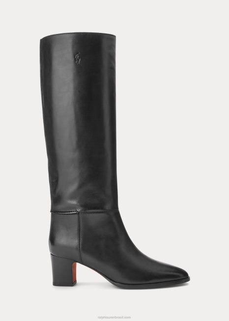 bota alta de couro BD6J5123 mulheres Ralph Lauren preto
