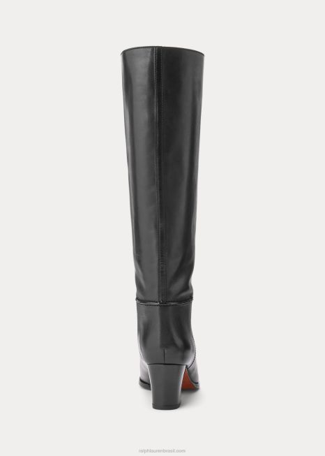 bota alta de couro BD6J5123 mulheres Ralph Lauren preto