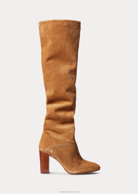 bota camurça brie BD6J9641 mulheres Ralph Lauren bronzeado