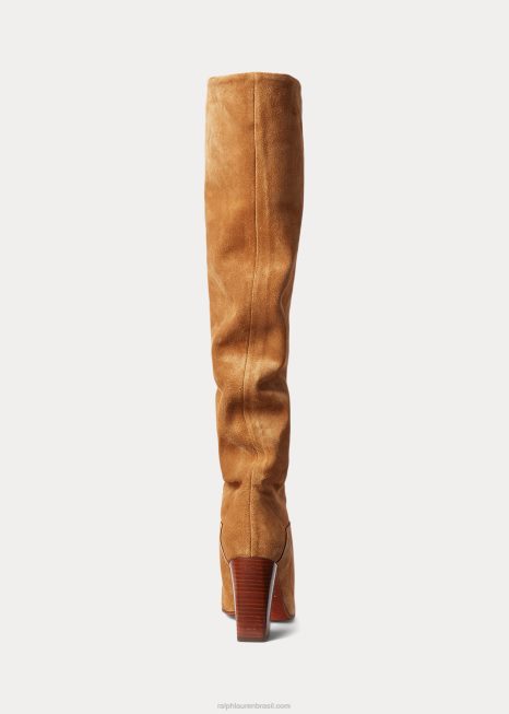 bota camurça brie BD6J9641 mulheres Ralph Lauren bronzeado