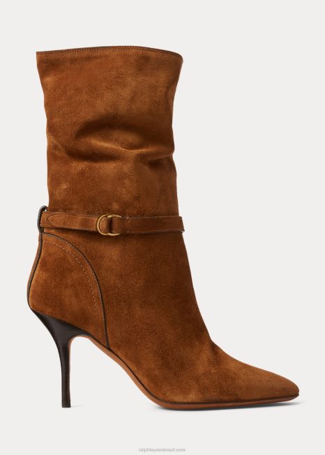 bota camurça zoe mid camurça BD6J9639 mulheres Ralph Lauren canela