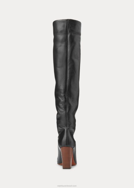 bota couro brie BD6J9640 mulheres Ralph Lauren preto