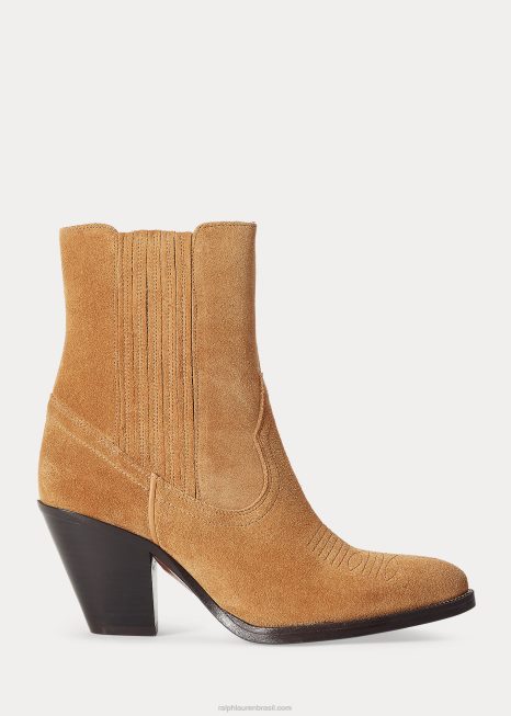 bota cowboy camurça lowrey BD6J5117 mulheres Ralph Lauren areia