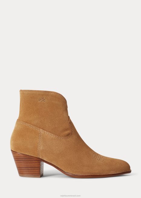 bota de camurça lucille BD6J5119 mulheres Ralph Lauren caramelo