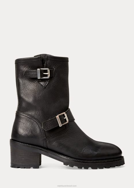 bota de couro payge vachetta BD6J9632 mulheres Ralph Lauren preto