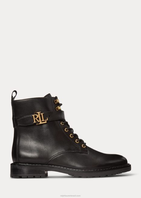 bota de couro polido eldridge BD6J5130 mulheres Ralph Lauren