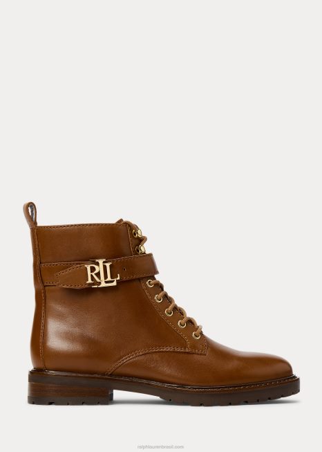 bota de couro polido eldridge BD6J5131 mulheres Ralph Lauren
