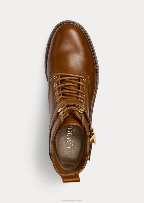 bota de couro polido eldridge BD6J5131 mulheres Ralph Lauren