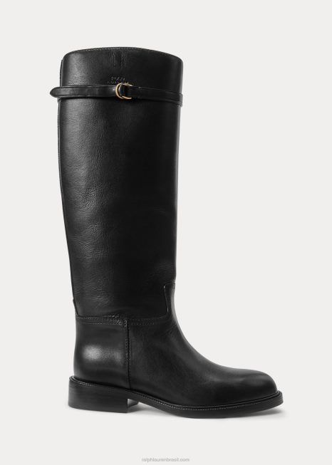 bota de couro vachetta BD6J9643 mulheres Ralph Lauren preto