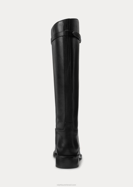 bota de couro vachetta BD6J9643 mulheres Ralph Lauren preto