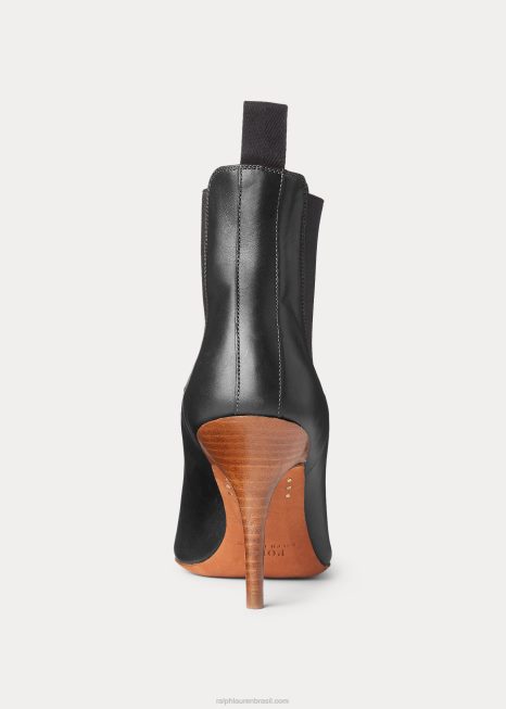bota vachetta salto gatinho de couro de bezerro BD6J9630 mulheres Ralph Lauren preto