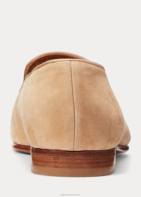 chinelo de camurça de cabra bordado alonzo BD6J9683 mulheres Ralph Lauren mel pálido