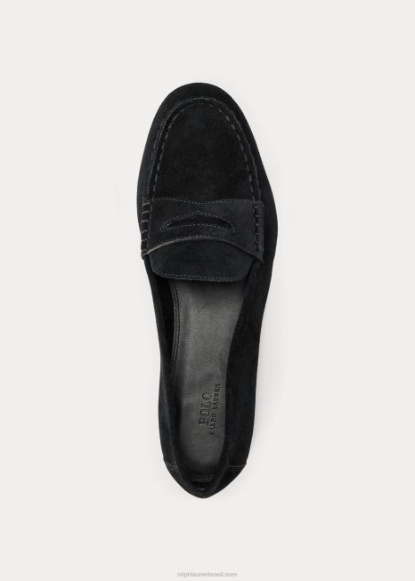 mocassim de camurça ashtyn BD6J9612 mulheres Ralph Lauren preto