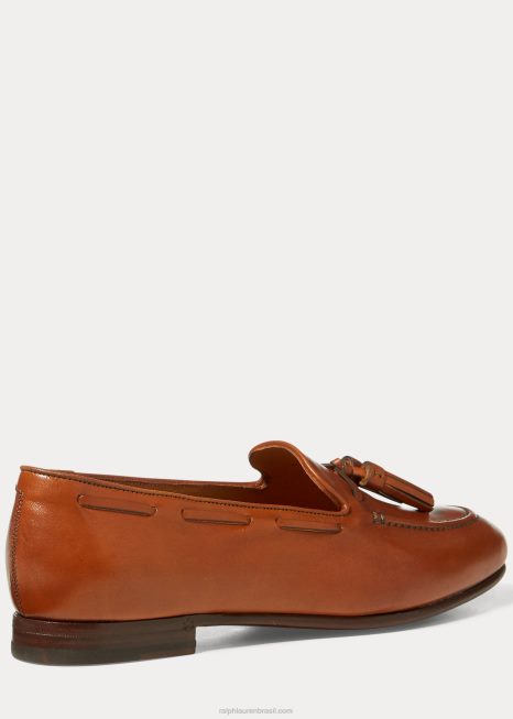 mocassim quillis de couro de bezerro BD6J9687 mulheres Ralph Lauren bronzeado