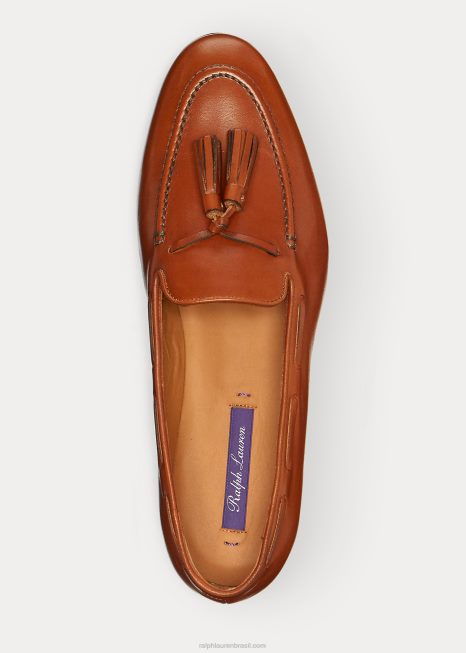 mocassim quillis de couro de bezerro BD6J9687 mulheres Ralph Lauren bronzeado