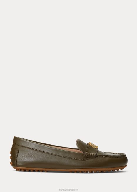 driver de couro barnsbury nappa BD6J5078 mulheres Ralph Lauren verde botânico