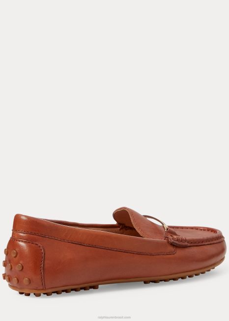 motorista de couro briony BD6J5073 mulheres Ralph Lauren bronzeado profundo