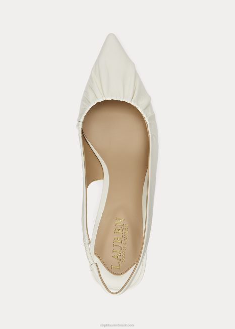 bomba slingback de couro napa lolah BD6J5032 mulheres Ralph Lauren baunilha
